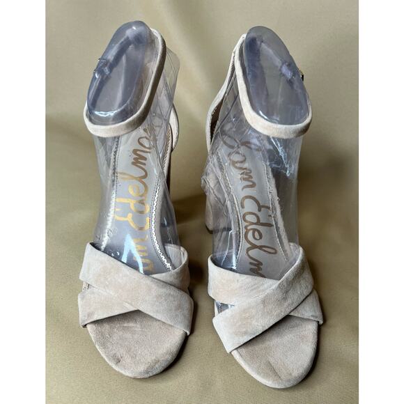 Sam Edelman Golden Caramel Suede Yancy Block Heel Sandal 10 M New - Picture 5 of 13